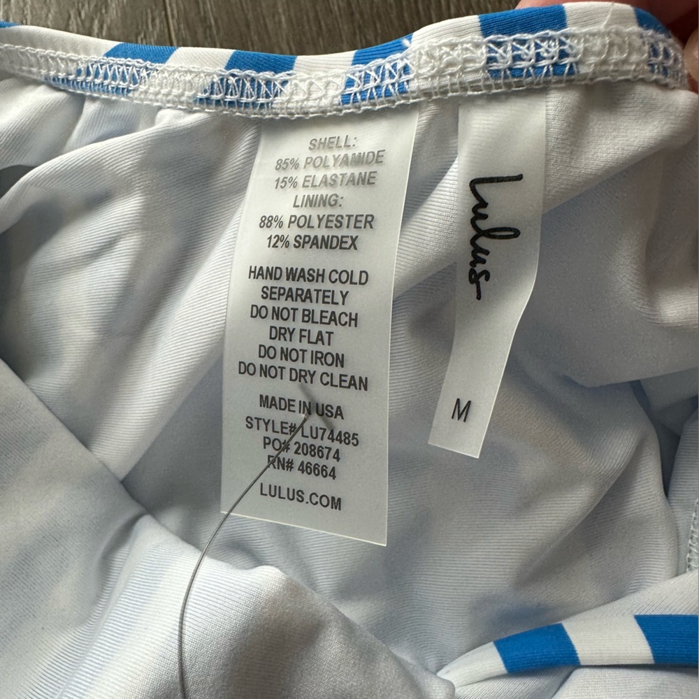 NWT Lulu's Cassielle Blue Striped Lace-Up One Piece Swimsuit - Picture 7 of 8